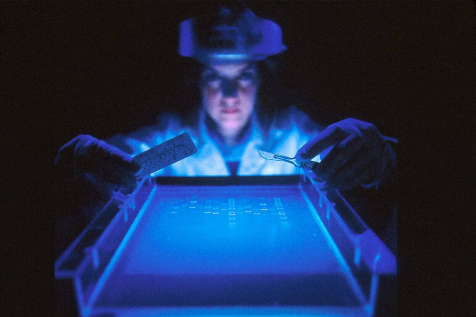 woman doing research while holding equipment